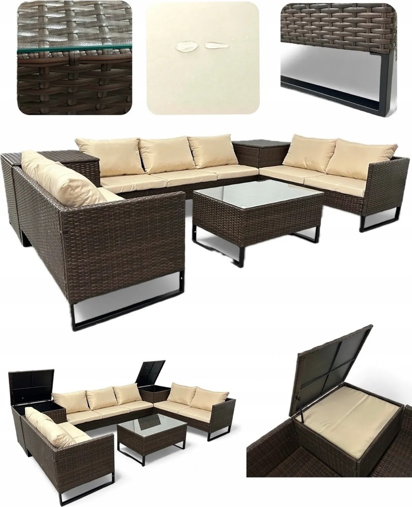 Zestaw mebli ogrodowych technorattan Alicante 063 brąz, poduszki beżowe