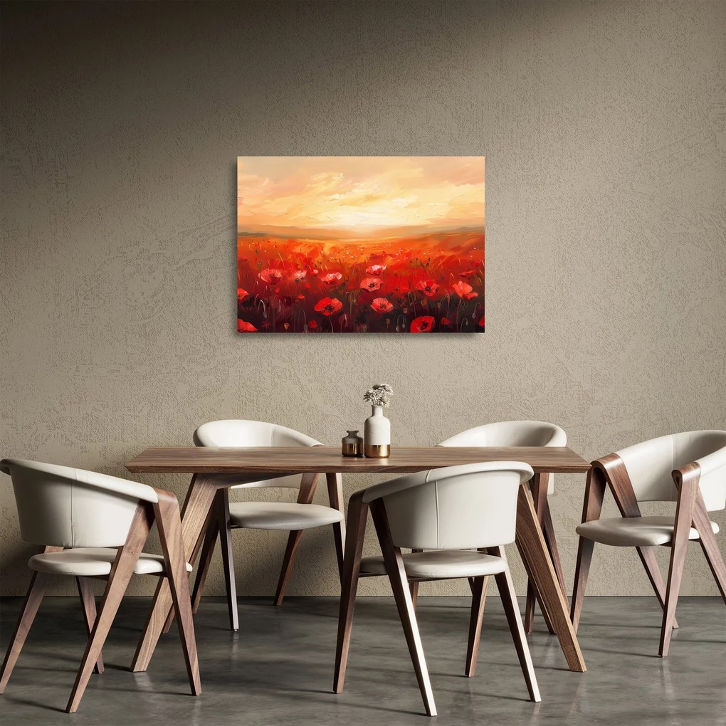 Obraz na szkle - Pole maków (70x50 cm)