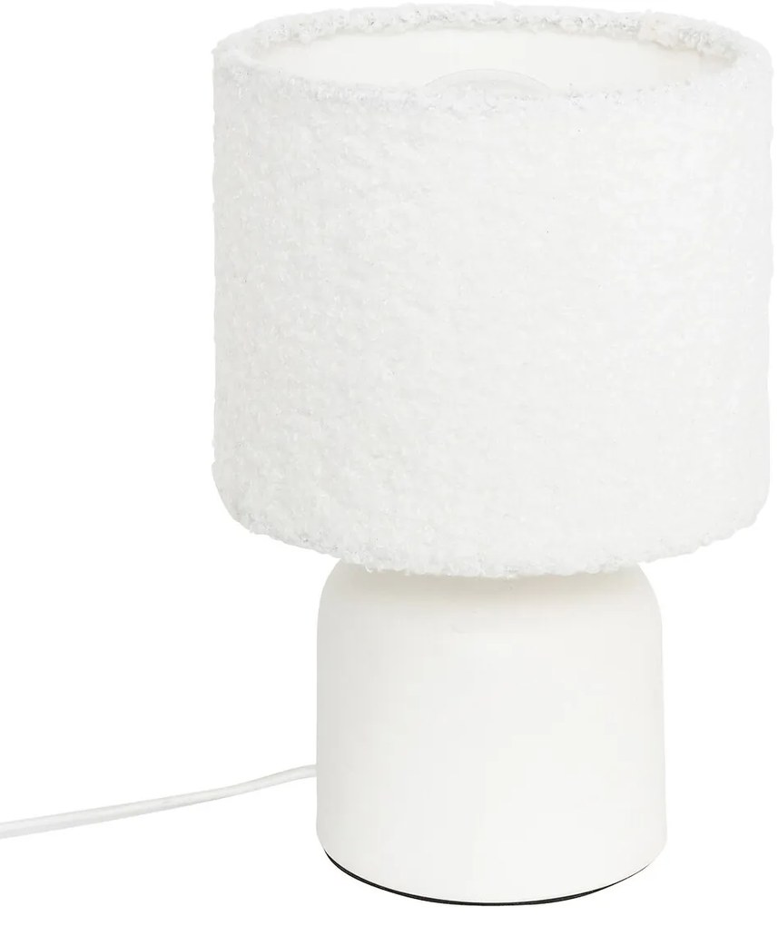 Ceramiczna lampa stołowa BONA z kloszem bouclé, Ø 14 cm