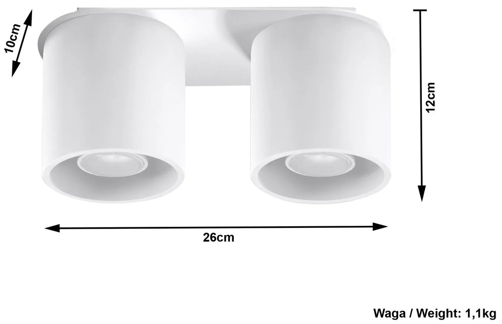 Plafon podwójny walec E761-Melvis - biały