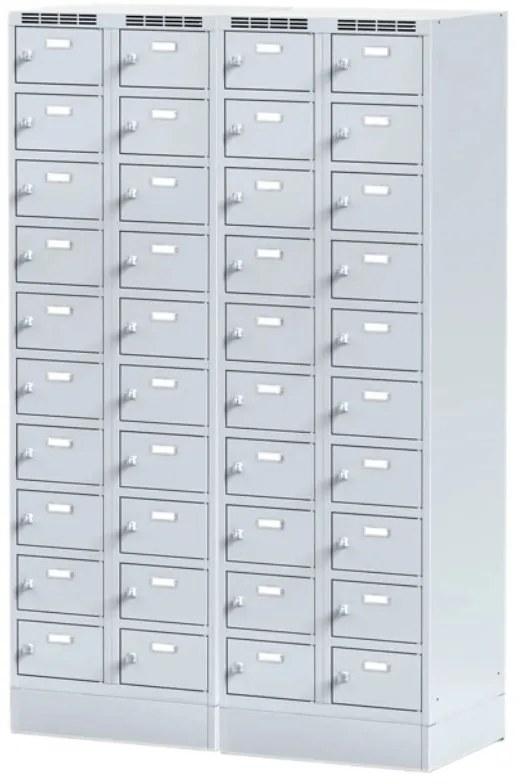 Alfa 3 Szafka skrytkowa S6 na cokole, 20 schowków, 1920 x 600 x 500 mm, zamek cylindryczny, drzwi ciemnoszare