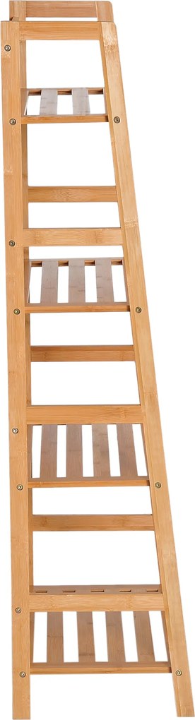 HOMCOM Regał na Książki, 4 Poziomy, Design Drabiniasty, Bambus, Kolor Naturalny