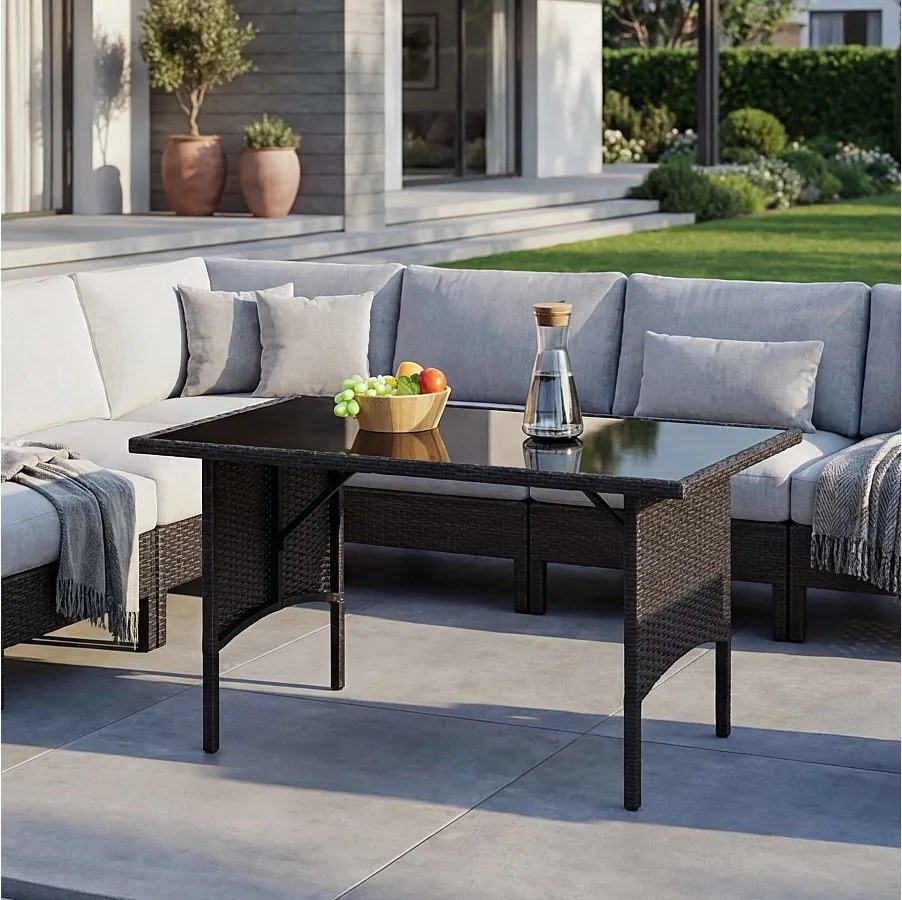 Stół do jadalni z polirattanowym blatem MCW-G16,  czarny