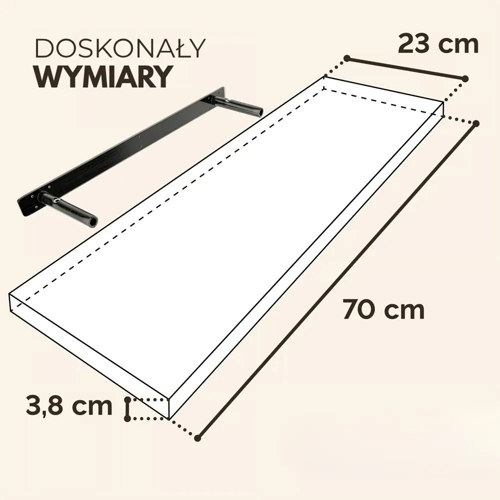 Półka ścienna FIGO + z konsolą, 70cm, biała Casaria