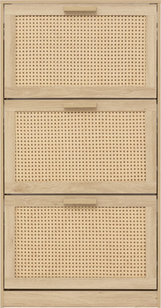 Szafka na buty wąska wysoka CANE, plecionka wiedeńska, 60 x 24 x 113 cm