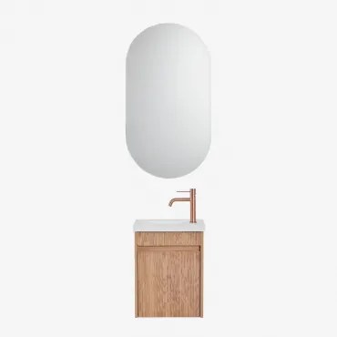 Zestaw Wiszących Mebli Łazienkowych Zintegrowany Z Umywalką Narek Popielaty Brąz & Owalny Z Miejscem Do - Sklum