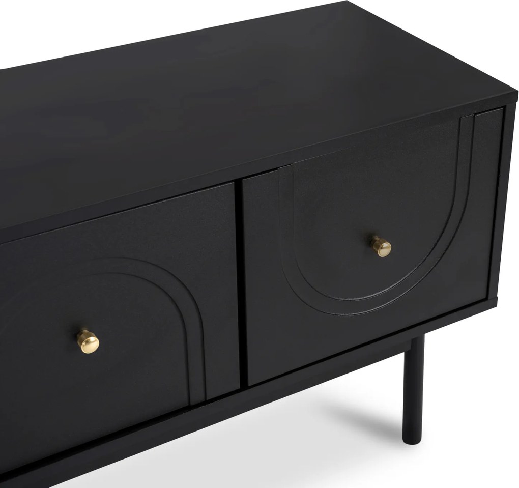 Szafka RTV w stylu glamour Marlen 155 cm, kolor czarny