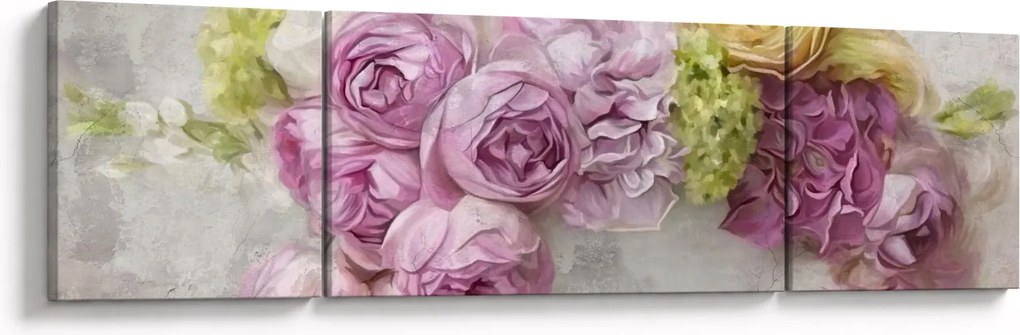 Obraz - Kwiaty na ścianie w pastelowych kolorach (170x50 cm)