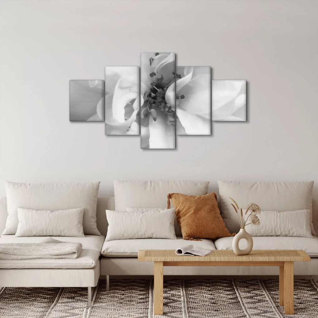 Obraz - Kwiat, czarno - biały (125x70 cm)