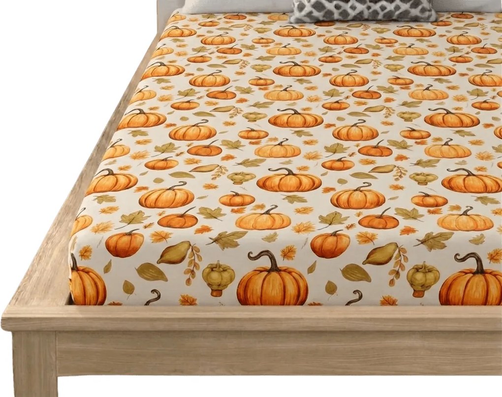 PrzytulneMieszkanie.pl Prześcieradło z mikrofibry AUTUMN PUMPKINS kolorowe 90x200 cm