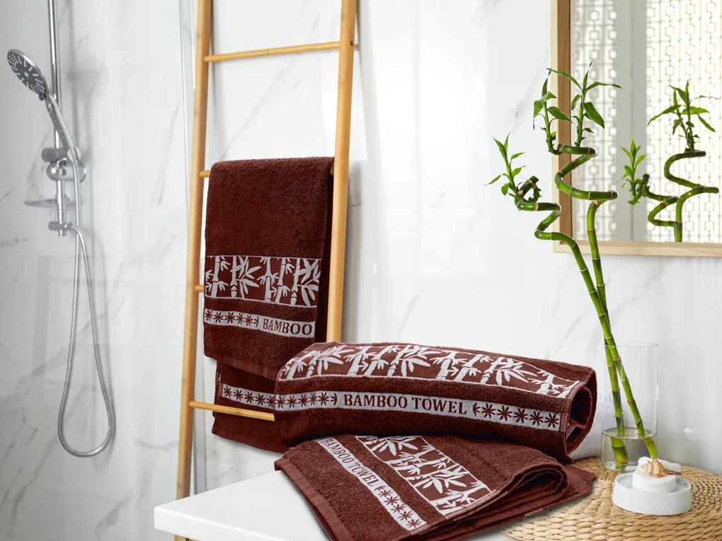Ręcznik kąpielowy bambusowy BAMBOO 70x140 cm brązowy, 70% bambus | 30% bawełna