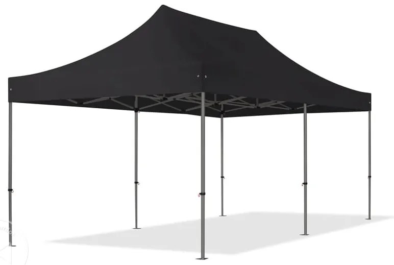 TOOLPORT 3x6 m Namiot Ekspresowy, PREMIUM Stal 40mm, ze ścianami bocznymi, bez okien, czarny - (600065)
