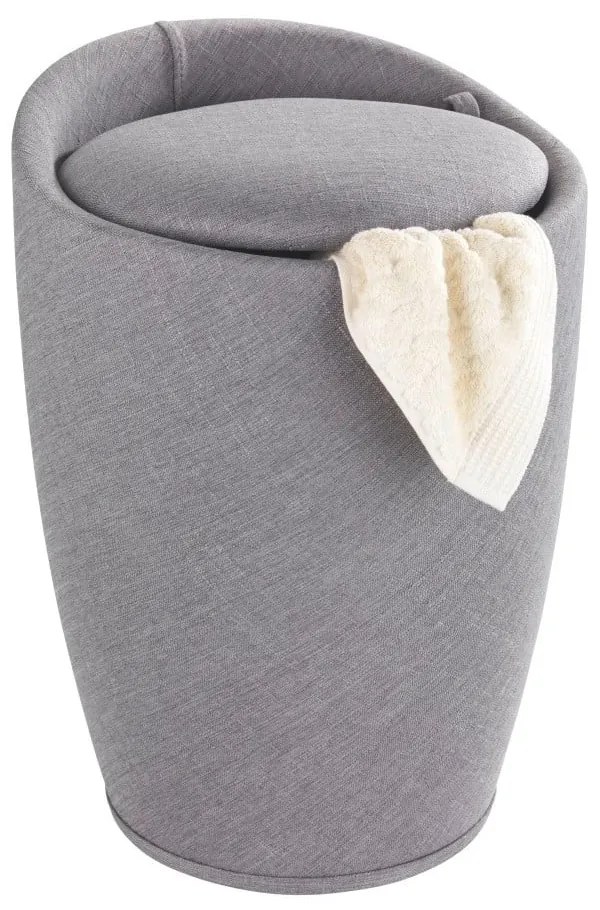 Jasnoszary kosz na pranie i taboret w jednym Wenko Linen Look, 20 l