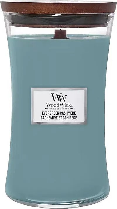 Świeca zapachowa klepsydra, Evergreen Cashmere, lazurowy 609 gr