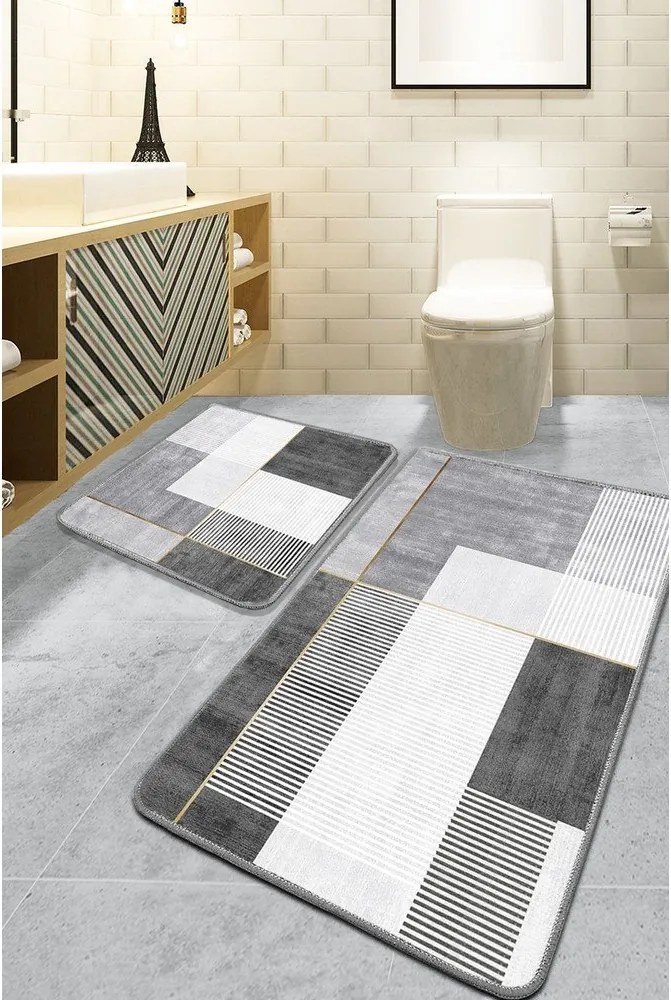 Szare dywaniki łazienkowe zestaw 2 szt. 60x100 cm Pendor – Foutastic