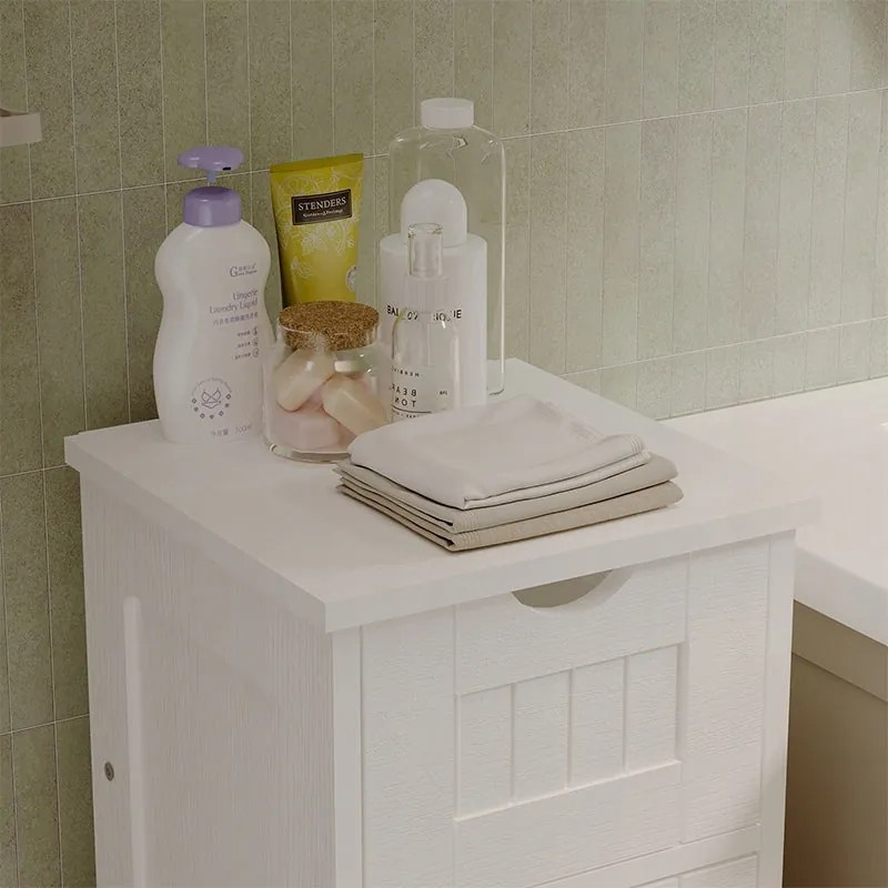 Szafka łazienkowa wąska słupek regał biały z szufladami półka skandynawski