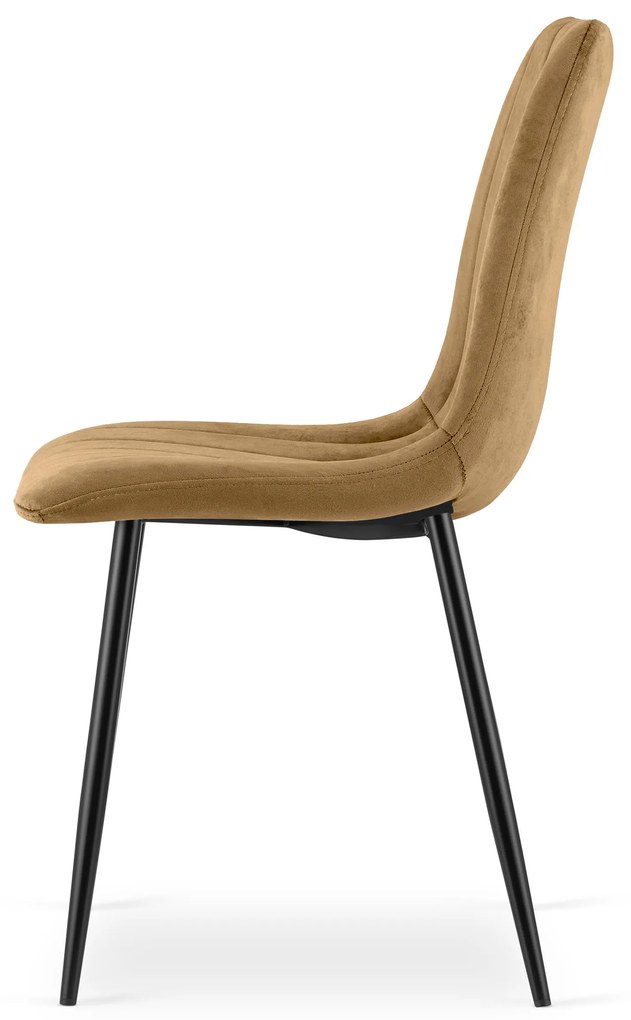 Brązowe aksamitne krzesło LAVA z czarnymi nogami