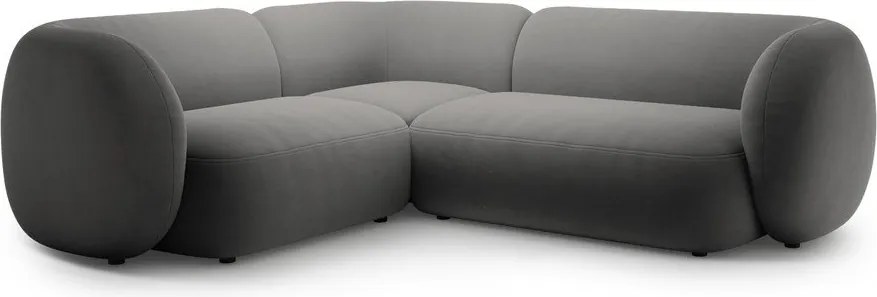 Ciemnoszary aksamitny narożnik (lewostronny/w kształcie litery L) Kate – Micadoni