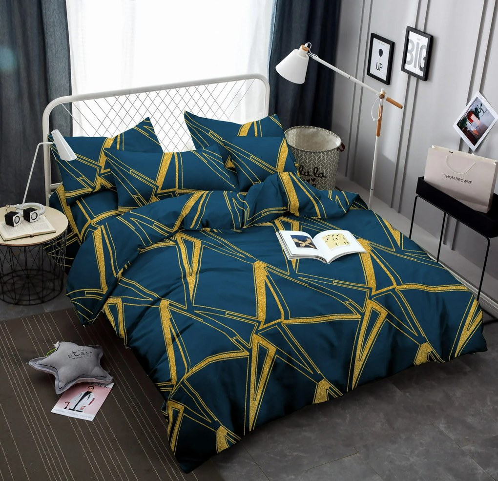 PrzytulneMieszkanie.pl PrzytulneMieszkanie.pl PrzytulneMieszkanie.pl Komplet pościeli z mikrofibry TUDONS w kolorze niebieskim + prześcieradło Jersey 90x200cm