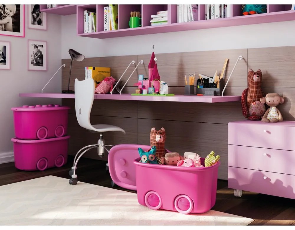 Różowy plastikowy pojemnik dziecięcy 58x39x32 cm Funny Box – KIS