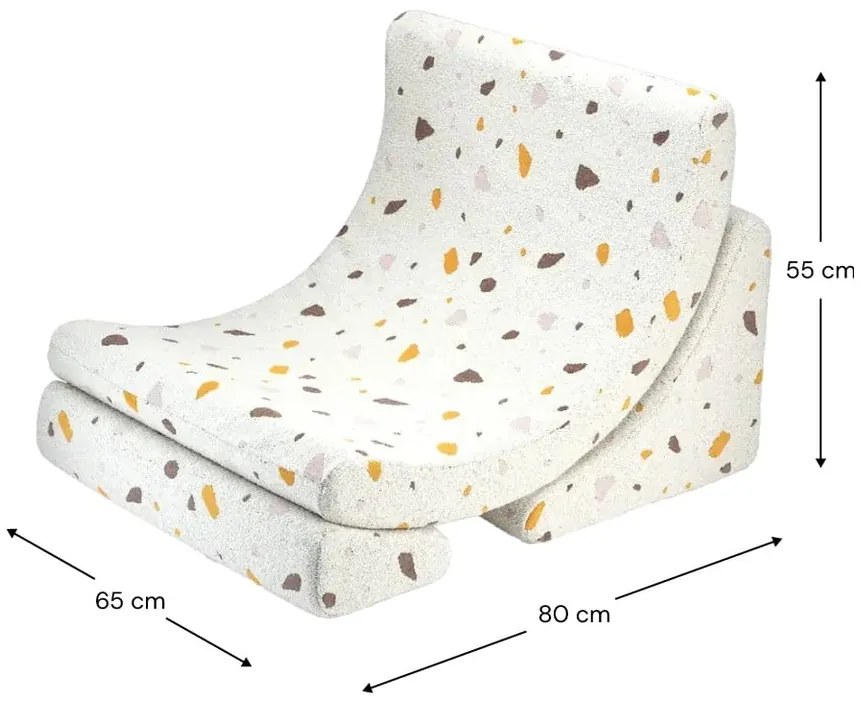 Biały fotel dziecięcy z materiału bouclé/z tkaniny szenilowej Terrazzo Moon – Wigiwama