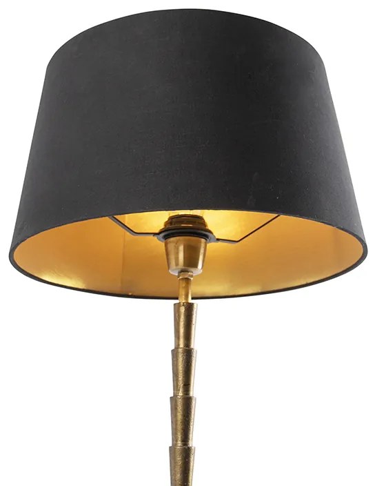 Lampa stołowa w stylu art deco brązowa z czarnym abażurem z bawełny 35 cm - Pisos ArtDeco Oswietlenie wewnetrzne