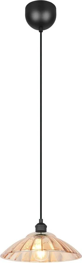 Czarno-bursztynowae metalowa lampa wisząca ze szklanym kloszem ø 29,5 cm Eluna – Reality