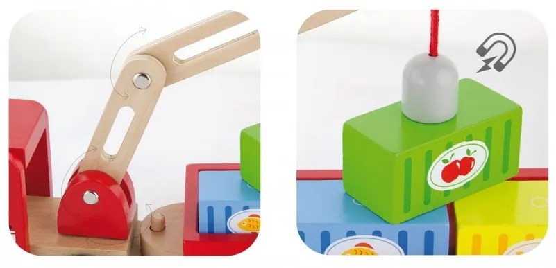 Drewniany dźwig z kontenerami viga toys
