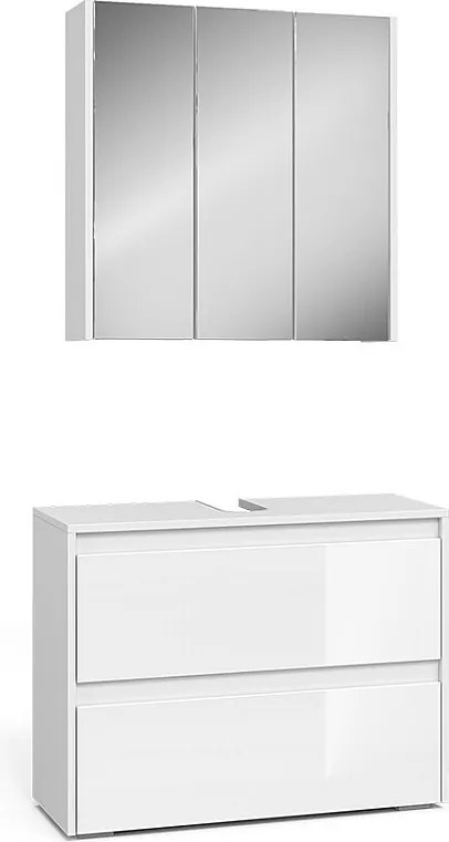 Zestaw mebli łazienkowych biały/biały wysoki połysk 80.1x30.1x62 majest