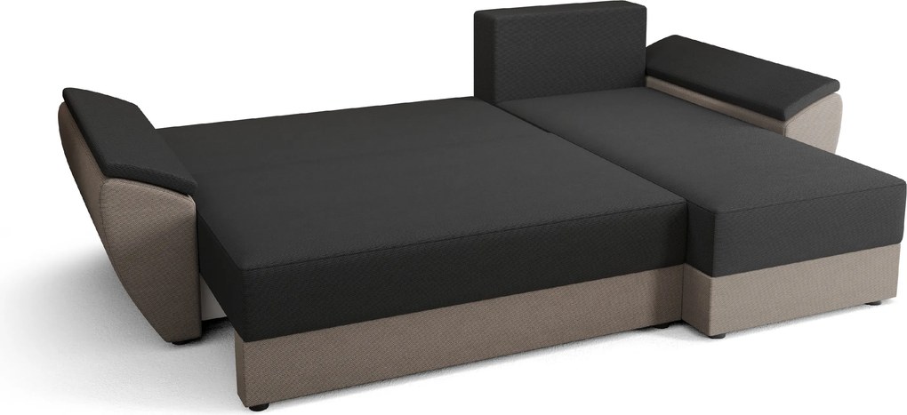 PROMOCJA Rozkładana dwustronna sofa narożna do L TAVERO 251x140 cm, musztardowa II jakość