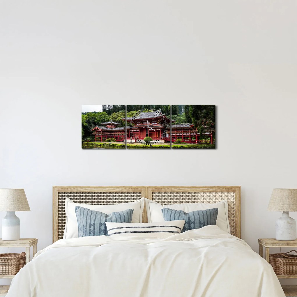 Obraz - klasztor buddyjski (z zegarem) (90x30 cm)