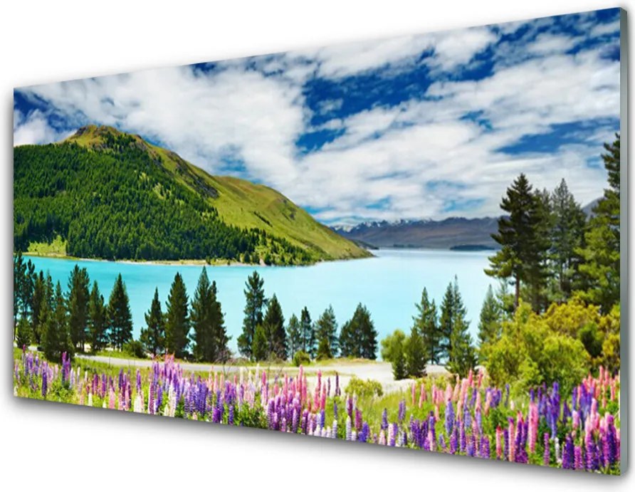 Dekor Szklany do Kuchni Panorama Alpejskiego Jeziora