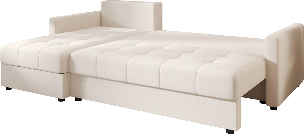 PROMOCJA Rozkładany dwustronny narożnik L VENORIA 220x143 cm, kremowy + 2 poduszki GRATIS II gatunek