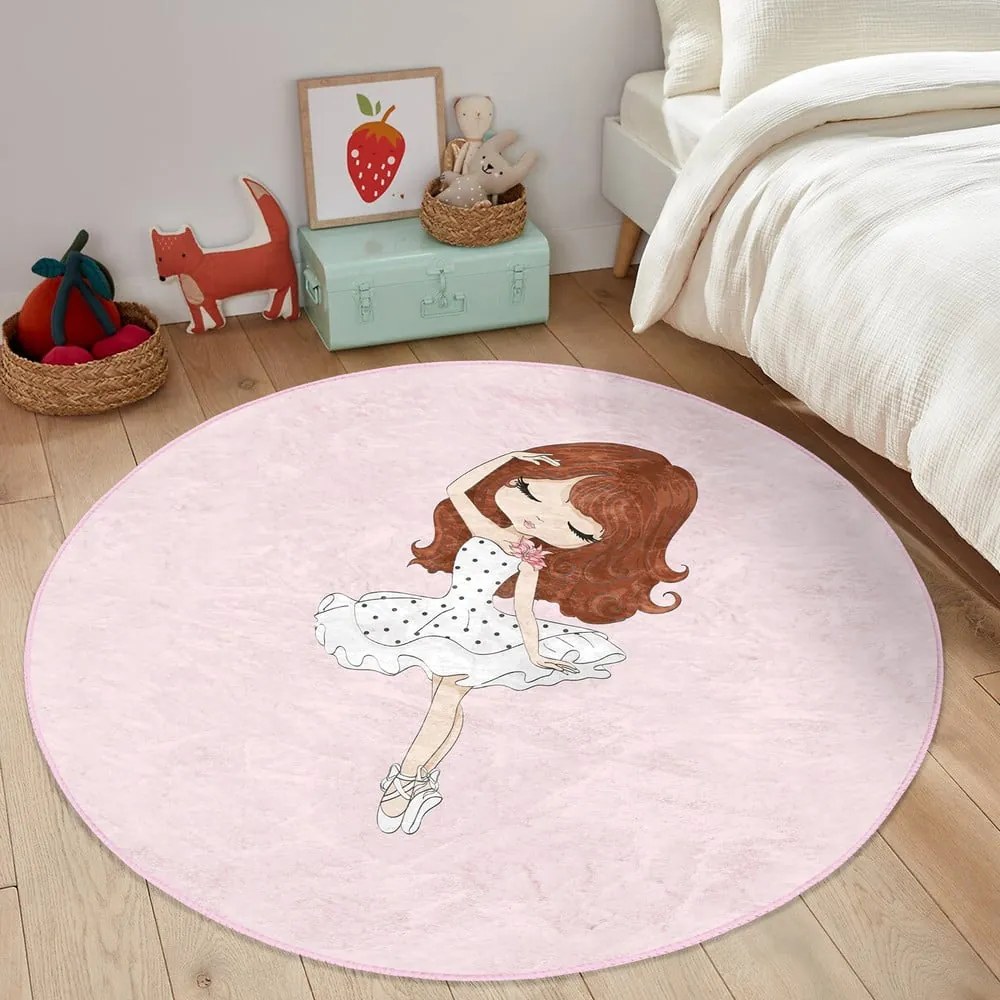 Różowy dywan dziecięcy ø 120 cm Comfort – Mila Home