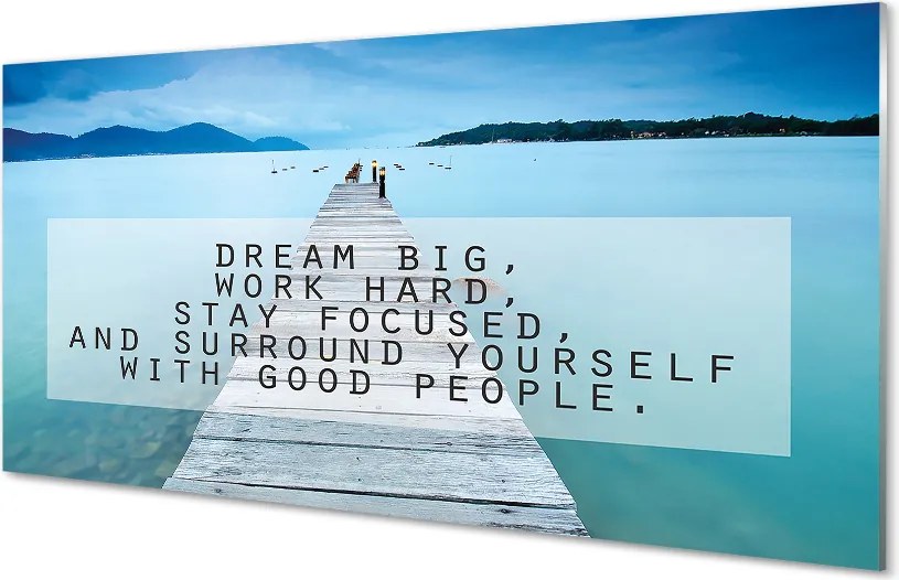 Szklany Panel Morski Napis Panoramiczny