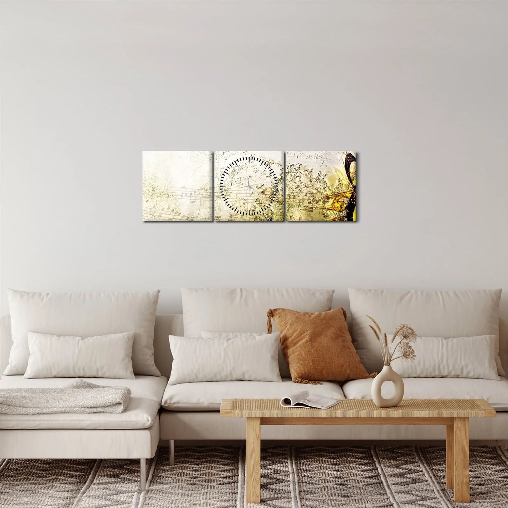 Obraz - Potęga muzyki (z zegarem) (90x30 cm)