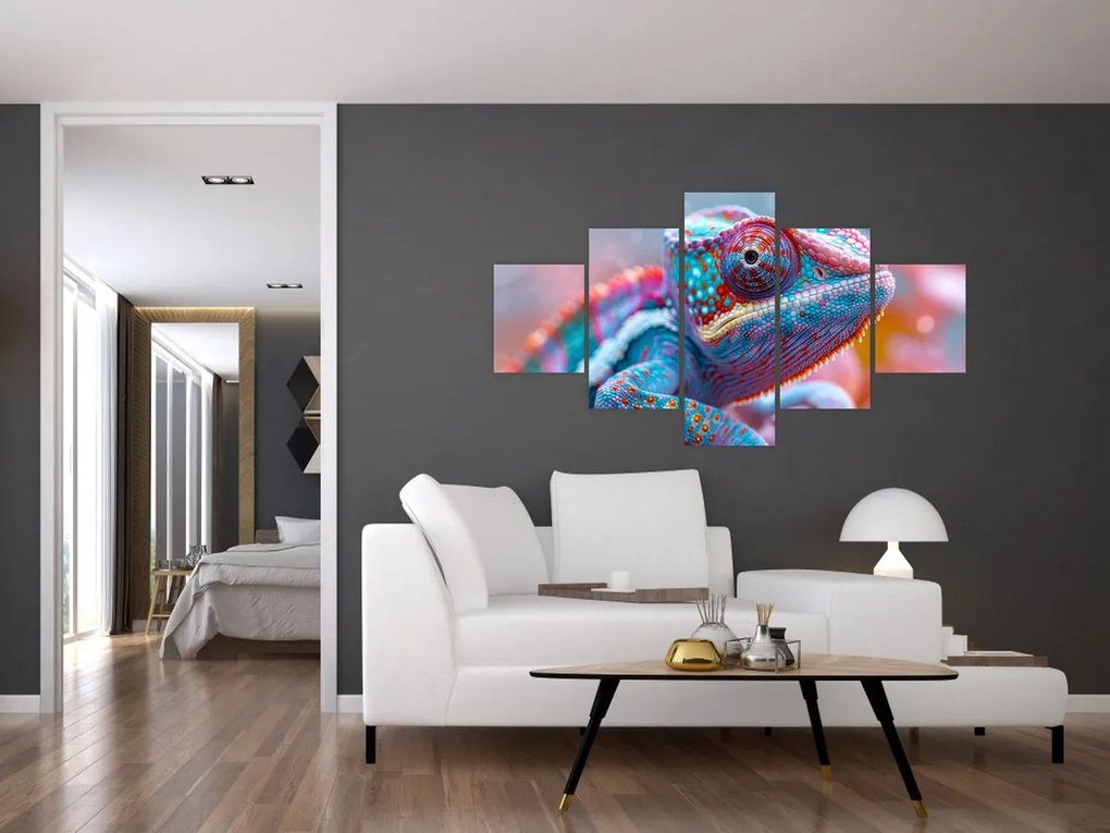 Obraz - Kolorowy kameleon (125x70 cm)