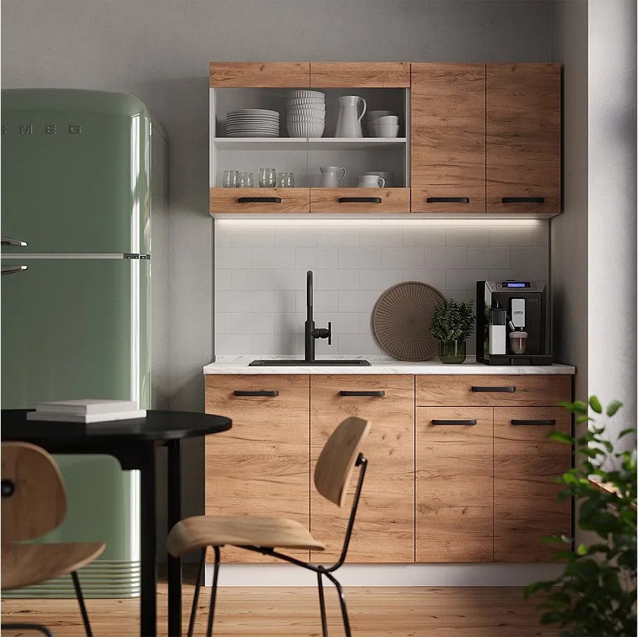 Pojedyncza kuchnia gold power dąb/biały 140x46x81.6 r-line