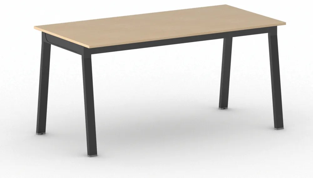 Stół konferencyjny do biura PRIMO BASIC, 160x80 cm, czarna podstawa, buk