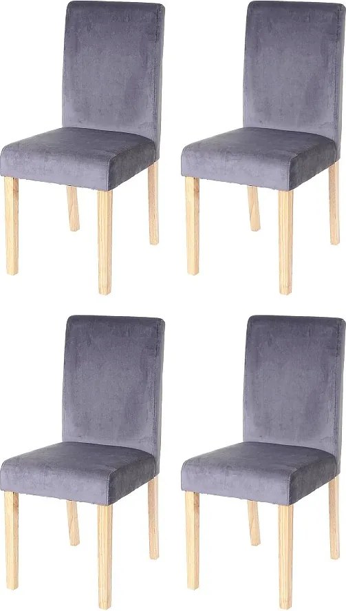 Aksamitne krzesło do jadalni Littau (zestaw 4 sztuk),  szary, jasne nogi