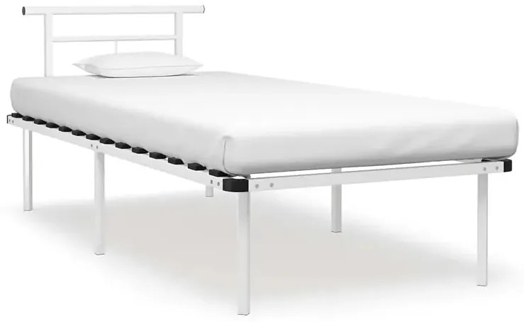 Białe metalowe łóżko z zagłówkiem 100x200 cm - Nikel