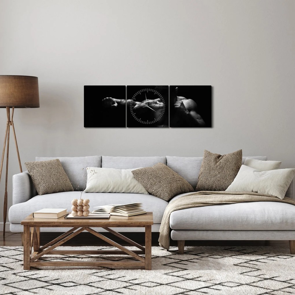 Obraz - Uderzenie pięścią (z zegarem) (90x30 cm)