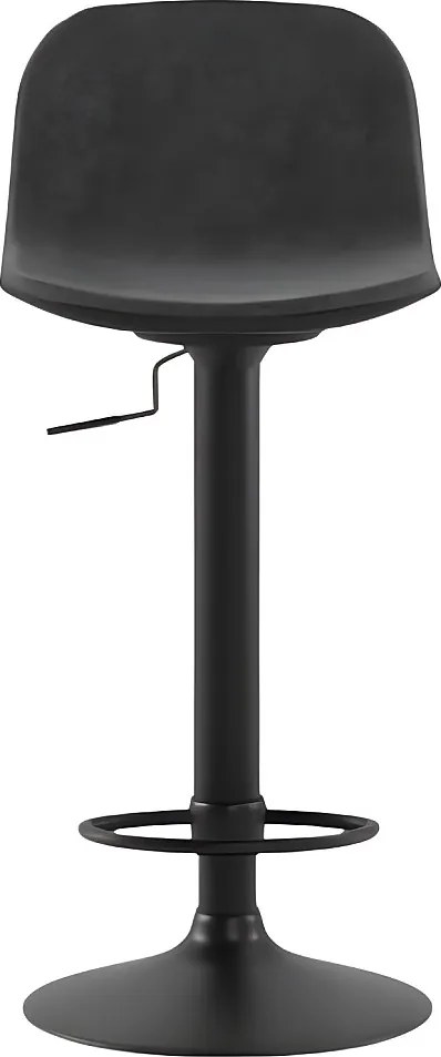 Zestaw 2 wysokich krzeseł "Woody" w kolorze antracytowo-szarym, obitych materiałem, z podnośnikiem gazowym i podnóżkiem, 45x39 cm, 86h