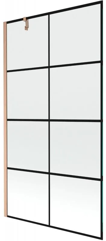 Mexen Next parawan nawannowy 1-skrzydłowy 100 x 150 cm, czarny wzór, miedź szczotkowana - 895-100-000-00-77-65