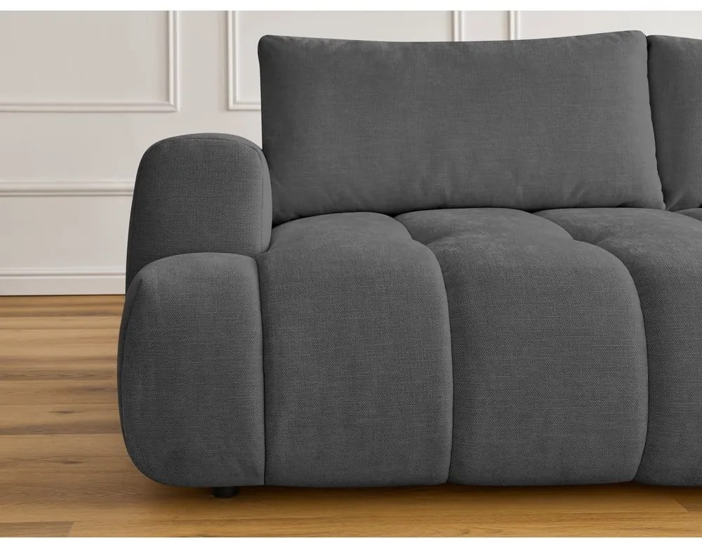Ciemnoszara rozkładana/ze schowkiem sofa 251 cm Fuji – Bobochic Paris