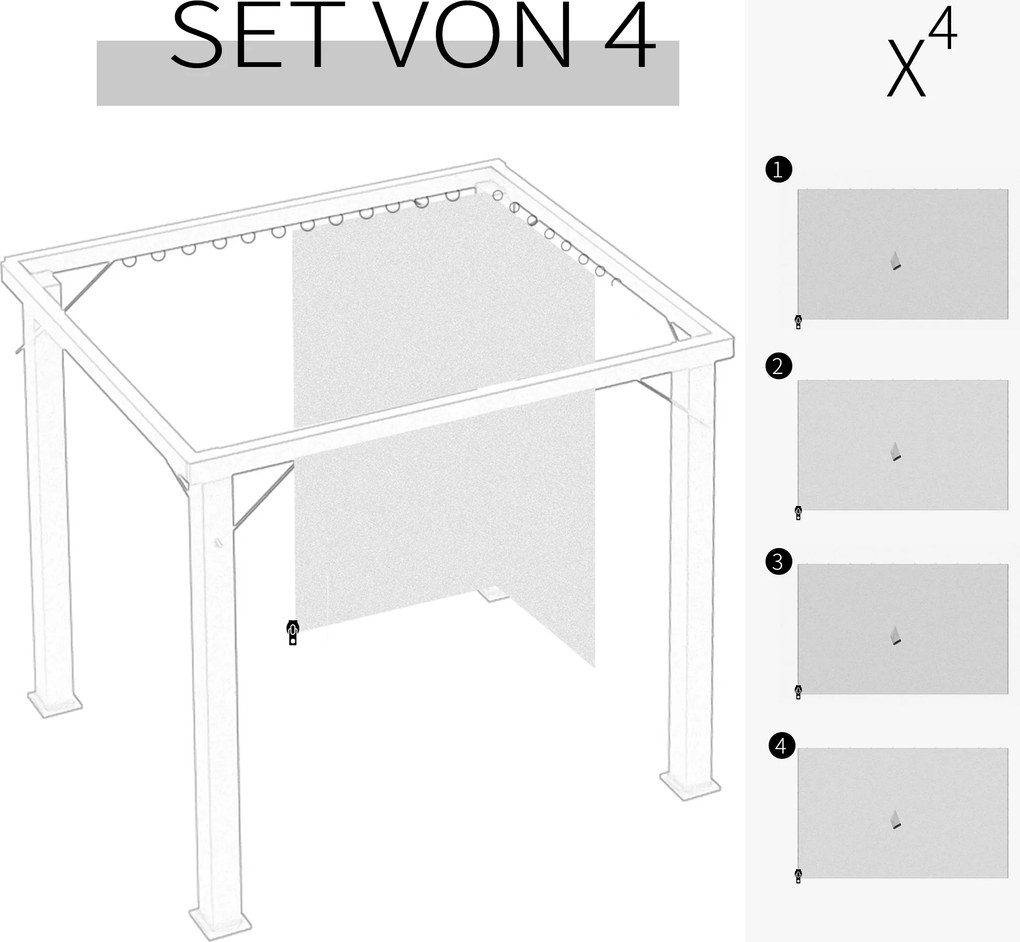 Outsunny 4 panele boczne do altany 3x4 m z haczykami ścianki boczne poliester beżowy