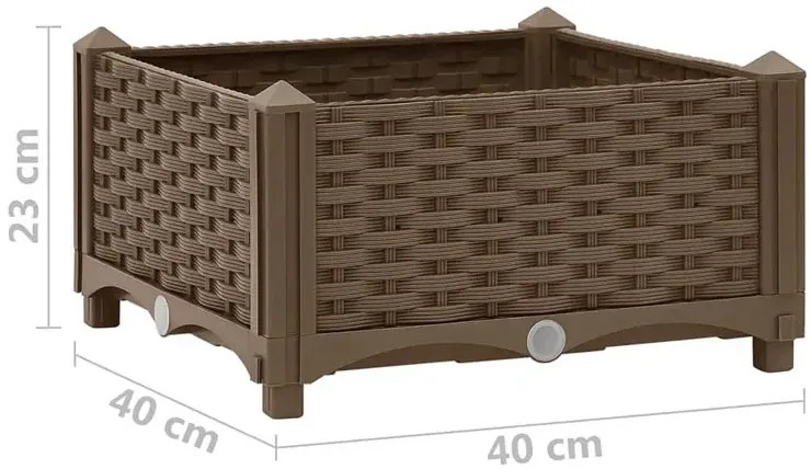 Brązowa kwadratowa donica z technorattanu - Athena