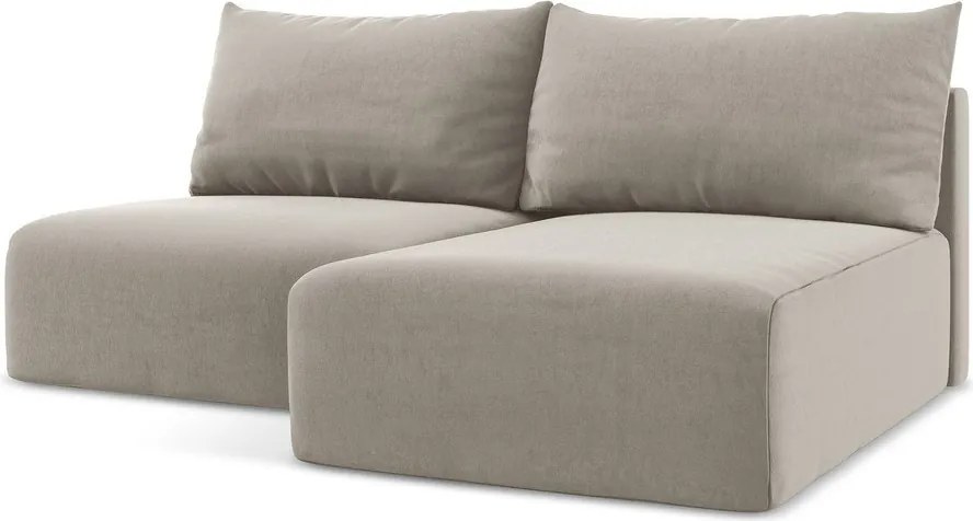 Szarobrązowy aksamitny rozkładany/ze schowkiem narożnik (prawostronny/z szezlongiem) Kalena – Makamii