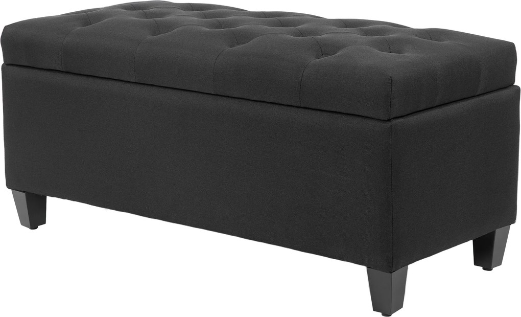 HOMCOM Ławka tapicerowana z miejscem na przechowywanie czarna do przedpokoju salonu 100x40x44 cm | Aosom PL