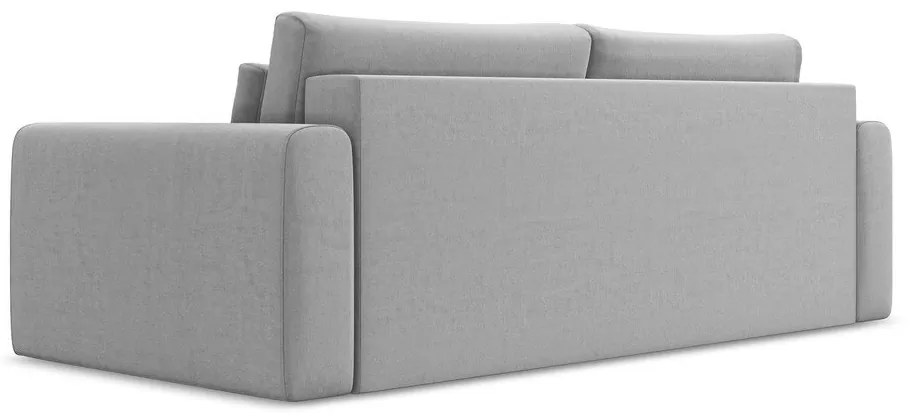 Jasnoszara aksamitna rozkładana/ze schowkiem sofa 238 cm Kapua – Makamii